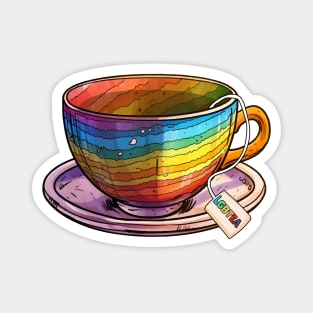 Proud LGBTQ gay pride tea drinker Rainbow Colored Tea Cup LGBTea Magnet