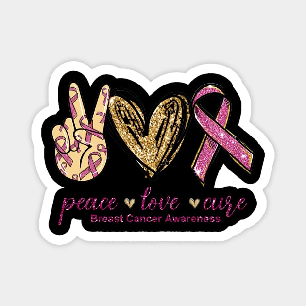 Breast Cancer Awareness Sign Language Peace Love Cure Magnet by Phylis Lynn Spencer