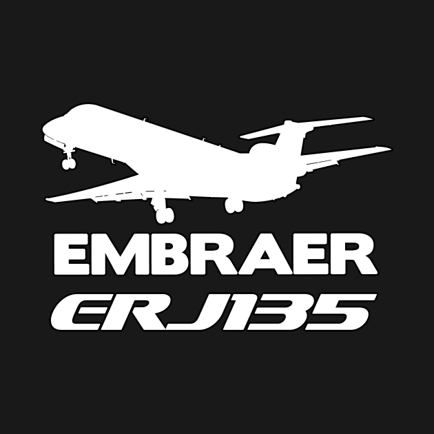 Embraer ERJ135 Silhouette Print (White) by TheArtofFlying