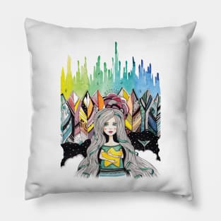 Girl with little star Pillow