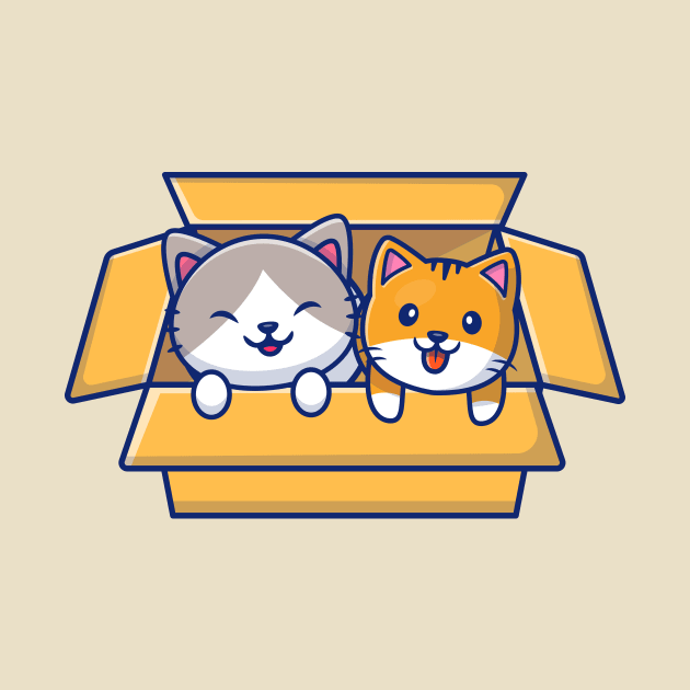 Cute Cat Playing In The Box Cartoon (4) by Catalyst Labs