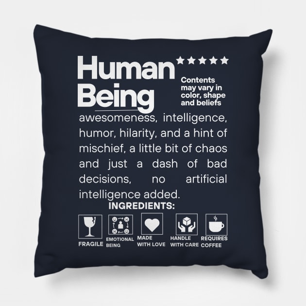 Human Being Attributes Pillow by Jimmynice