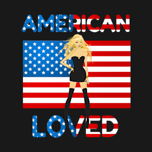 4th of July American Loved Flag Girl T-Shirt