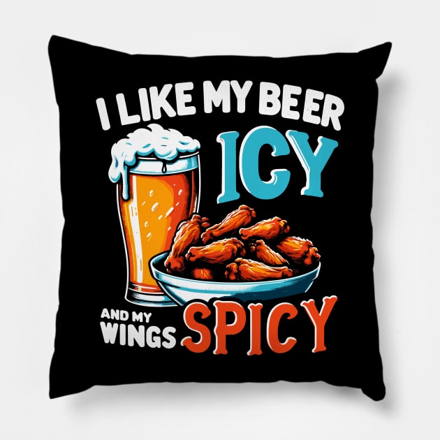 Beer Chicken WIngs Party Pub Crawl Bar Game Night Novelty Funny Beer Pillow by KsuAnn