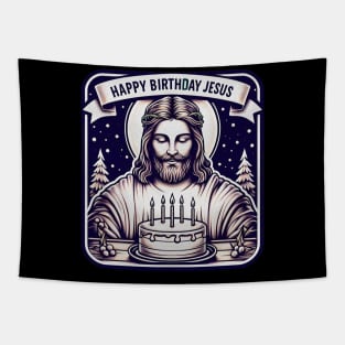 Happy Birthday Jesus Make A Wish Birthday Cake White Christmas Tapestry