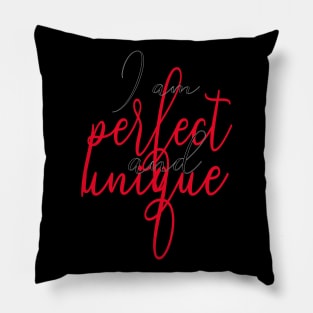 I am perfect and unique red black - Ich bin perfekt und einzigartig Pillow