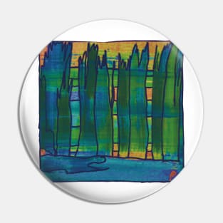 Liminal Space II in Blue and Green Sunrise Abstraction Pin