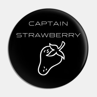 Captain Strawberry Typography White Design Pin