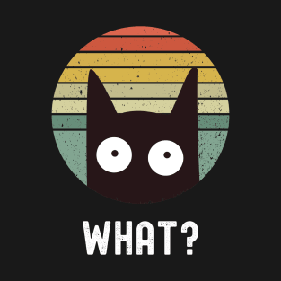 What? - Vintage Eighties Style Cat Retro Distressed T-Shirt T-Shirt