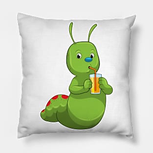 Caterpillar with Glass of Orange juice Pillow