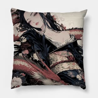 Geisha and Dragon 7904 Pillow