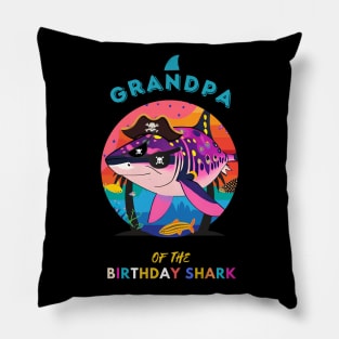 Grandpa of the Shark Birthday Matching Family Pillow