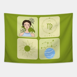 Virgo Zodiac Sign Pattern Tapestry