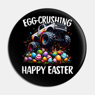 Egg-crushing Happy Easter Monster Truck Pin