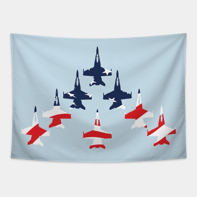 F-18 Hornets in Formation flight Tapestry by Garage Du Nord