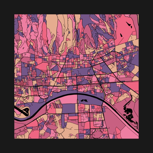 Zagreb Map Pattern in Purple & Pink by PatternMaps