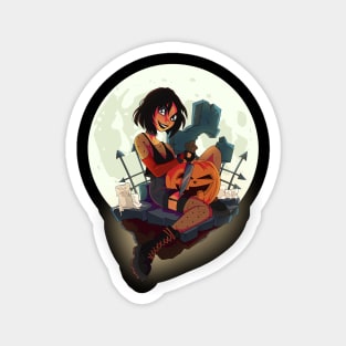 Halloween graveyard girl Magnet