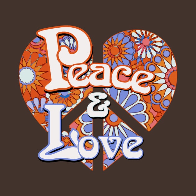 Retro Peace and Love Vintage Heart by AlondraHanley