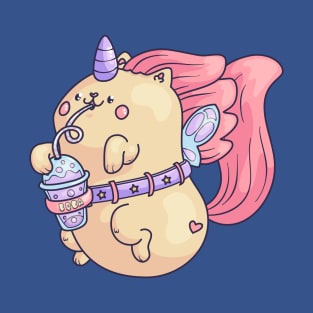 Unicorn kitten with boba tea T-Shirt