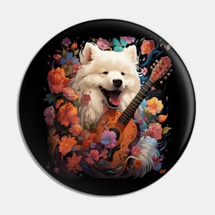 Samoyed Playing Guitar Pin