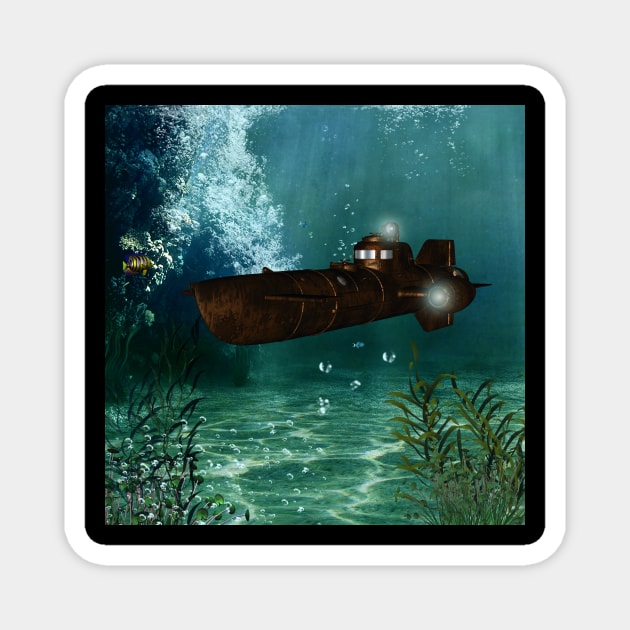 Awesome submarine in the deep ocean Magnet by Nicky2342