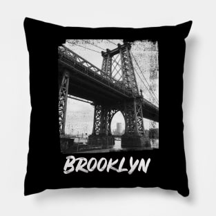 New York Brooklyn Bridge Grunge Style Pillow