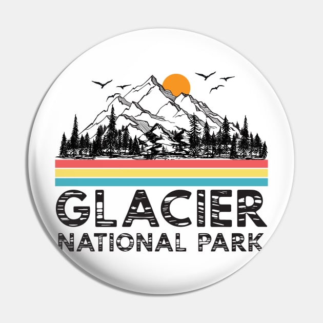 Vintage Retro Glacier National Park Montana Gifts Pin by mrsmitful01