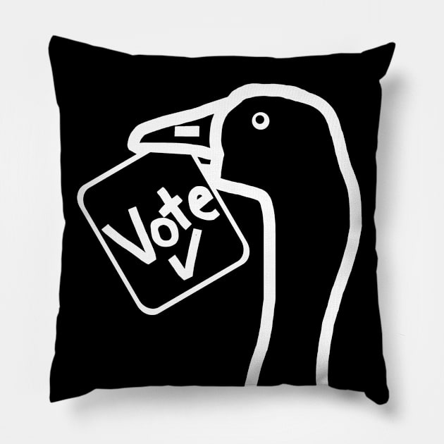 White Line Portrait of Politics Goose with Stolen Vote Message Pillow by ellenhenryart