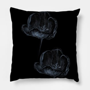 Black and blue flower Pillow