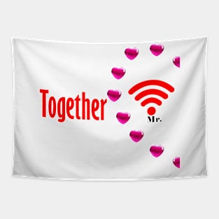 Couple valentine wifi and hotsopt man Tapestry