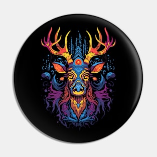 DMT Art Psychedelic Reindeer Pin