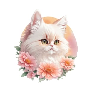 Graceful Persian Companion: Blossoming Floral Delight with a Touch of Fantasy T-Shirt