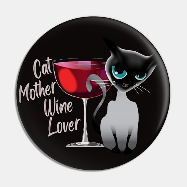 Cat mother wine lover (light lettering) Pin by ArteriaMix