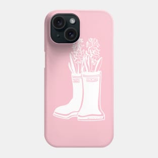 Hyacinth White Lineart Rain Boots Phone Case