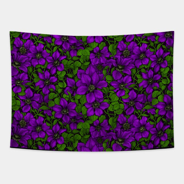 Purple Clematis vine Tapestry by katerinamk