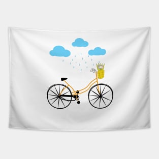 Cycling In Rain, Bicycle Tapestry