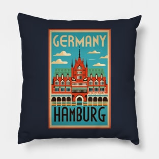 A Vintage Travel Art of Hamburg - Germany Pillow