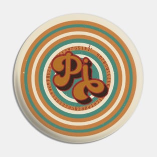 Pi Day Groovy Circles Teal and Tan Pin