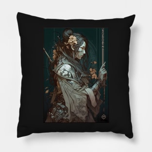 Art Nouveau Futuristic Female Ninja Samurai Pillow