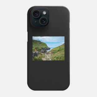 Welsh Coastal Path, Gower, South Wales. The rocky path down to Mewslade Bay at high tide Phone Case