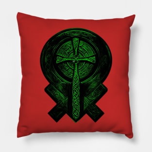 Green Celtic Cross Pillow