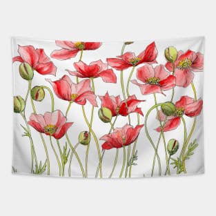 Red Poppies, Illustration Tapestry