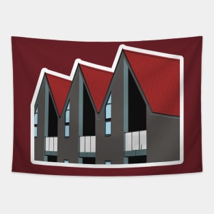 Houses in flat style illustration. Symbol of construction. Flat design of retro and modern building houses logo vector illustration. Tapestry