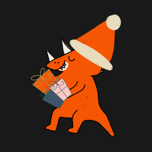 Christmas Dinosaur with gifts T-Shirt