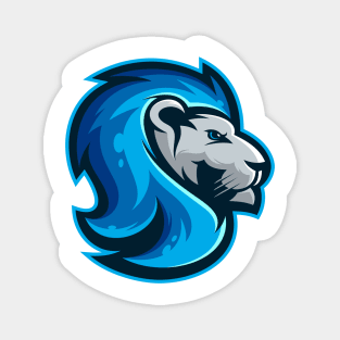 Blue lion head illustration character Magnet