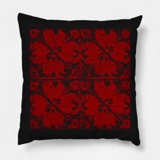Hibiscus Flowers Print - Crimson Aesthetic Pillow