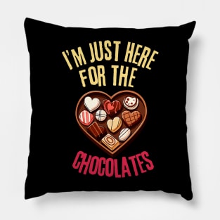 Im Just Here For The Chocolates Funny Valentines Day Pillow