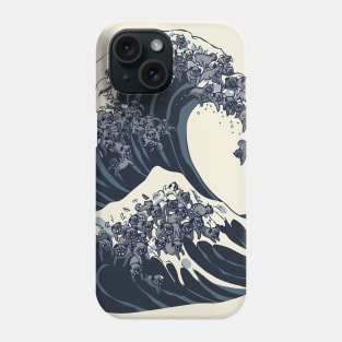 The Great Wave of Black Pug Phone Case