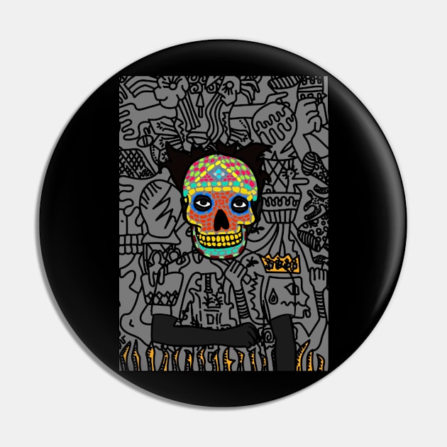 Avastars: MaleMasked NFT with Mexican Eyes, Dark Skin, and a Striking Gray Item Pin by Hashed Art