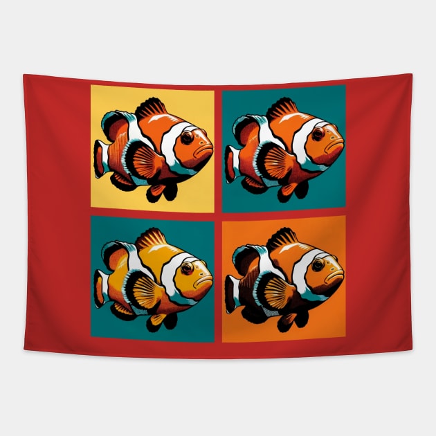 Pop Clownfish - Cool Aquarium Fish Tapestry by PawPopArt